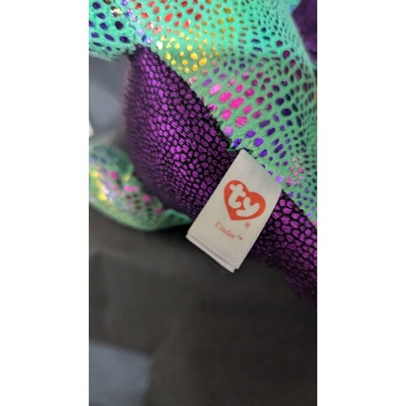 Ty Beanie Boo Cinder the Dragon Plush Toy - Green & Purple10" - Picture 9 of 9